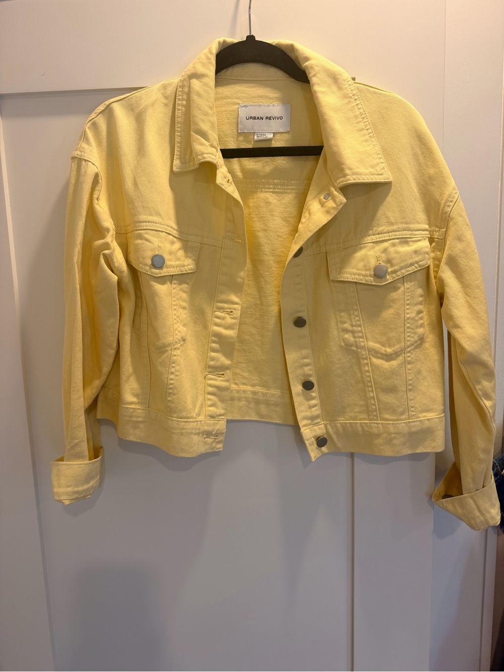 ASOS Pale Yellow Cropped Denim Jacket